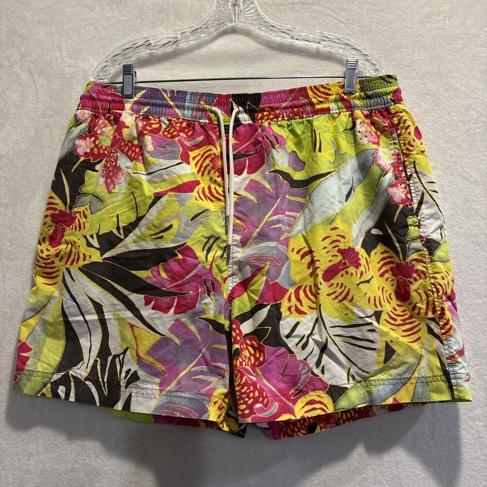 Polo Ralph Lauren Vintage Swim Trunks Men's Size XXL Floral Lined Beach Faded